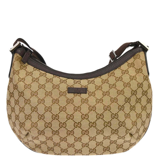 Gucci Brown Beige Canvas GG Shoulder Bag