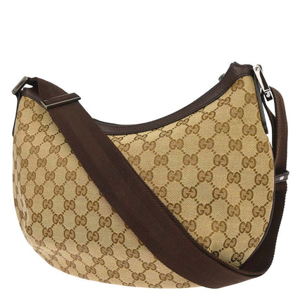 Gucci Brown Beige Canvas GG Shoulder Bag