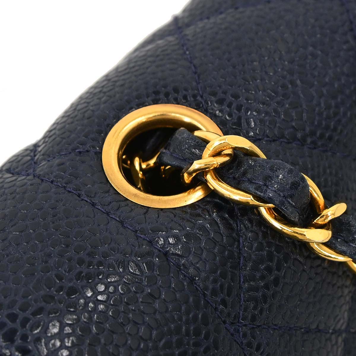 Chanel 1991-1994 Navy Caviar Skin Small Diana Shoulder Bag