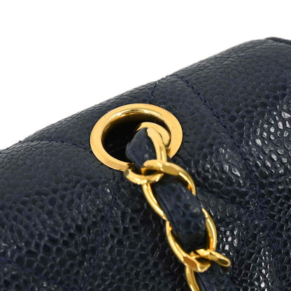 Chanel 1991-1994 Navy Caviar Skin Small Diana Shoulder Bag