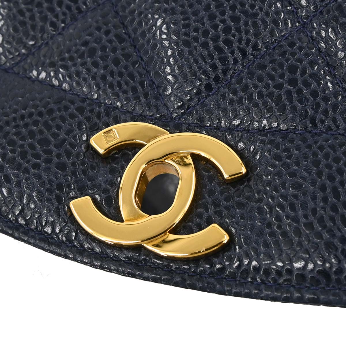 Chanel 1991-1994 Navy Caviar Skin Small Diana Shoulder Bag