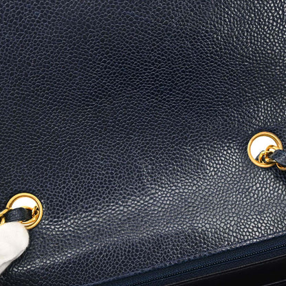 Chanel 1991-1994 Navy Caviar Skin Small Diana Shoulder Bag