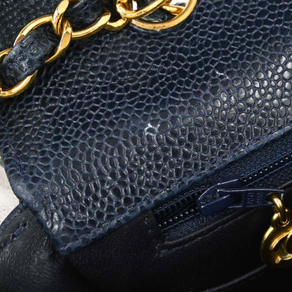 Chanel 1991-1994 Navy Caviar Skin Small Diana Shoulder Bag