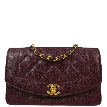 Chanel Bordeaux Caviar Skin Small Diana Shoulder Bag