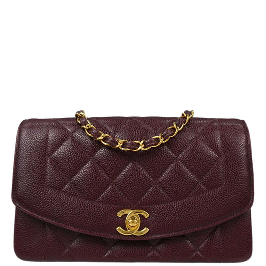 Chanel Bordeaux Caviar Skin Small Diana Shoulder Bag