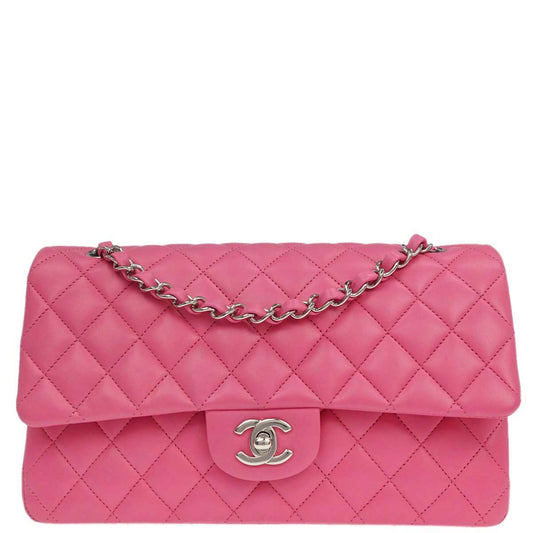 Chanel Pink Lambskin Medium Classic Double Flap Shoulder Bag