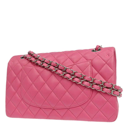 Chanel 2019 Pink Lambskin Medium Classic Double Flap Shoulder Bag