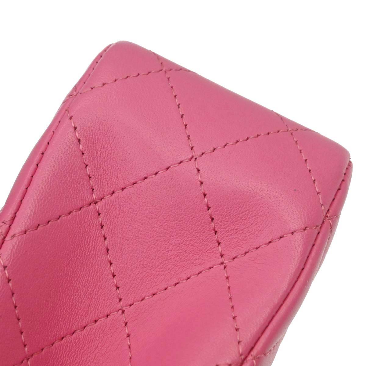 Chanel 2019 Pink Lambskin Medium Classic Double Flap Shoulder Bag