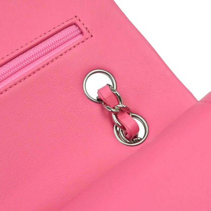Chanel 2019 Pink Lambskin Medium Classic Double Flap Shoulder Bag