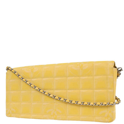 Chanel Yellow Jacquard Nylon Travel Line East West Shoulder Bag