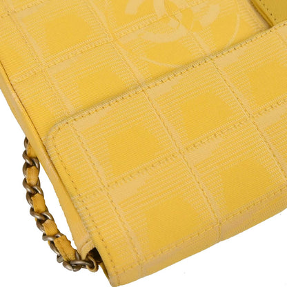 Chanel Yellow Jacquard Nylon Travel Line East West Shoulder Bag