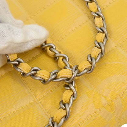 Chanel Yellow Jacquard Nylon Travel Line East West Shoulder Bag