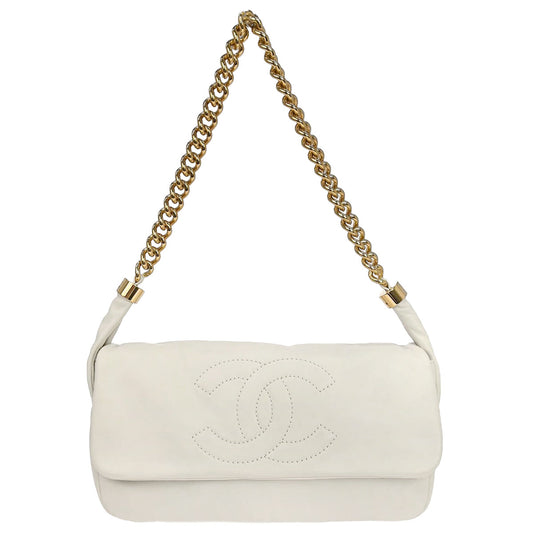 Chanel 2008-2009 White Lambskin Rodeo Drive Shoulder Bag