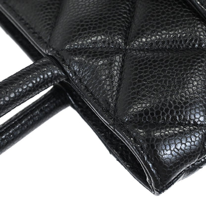 Chanel Black Caviar Skin Medallion Tote Handbag