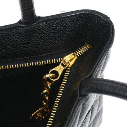 Chanel Black Caviar Skin Medallion Tote Handbag