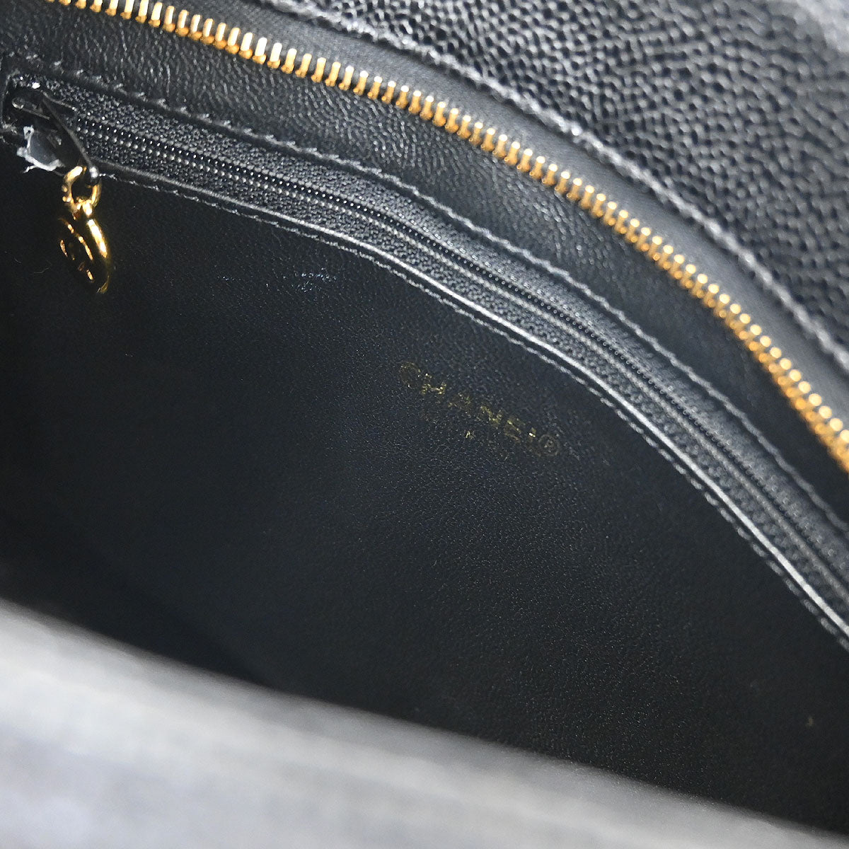 Chanel Black Caviar Skin Medallion Tote Handbag
