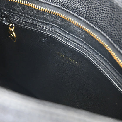 Chanel Black Caviar Skin Medallion Tote Handbag