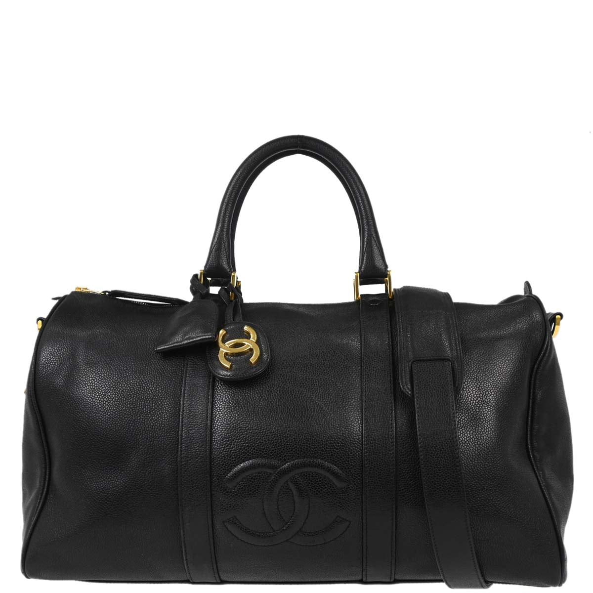 Chanel Black Caviar Skin 2way Duffle Shoulder Handbag