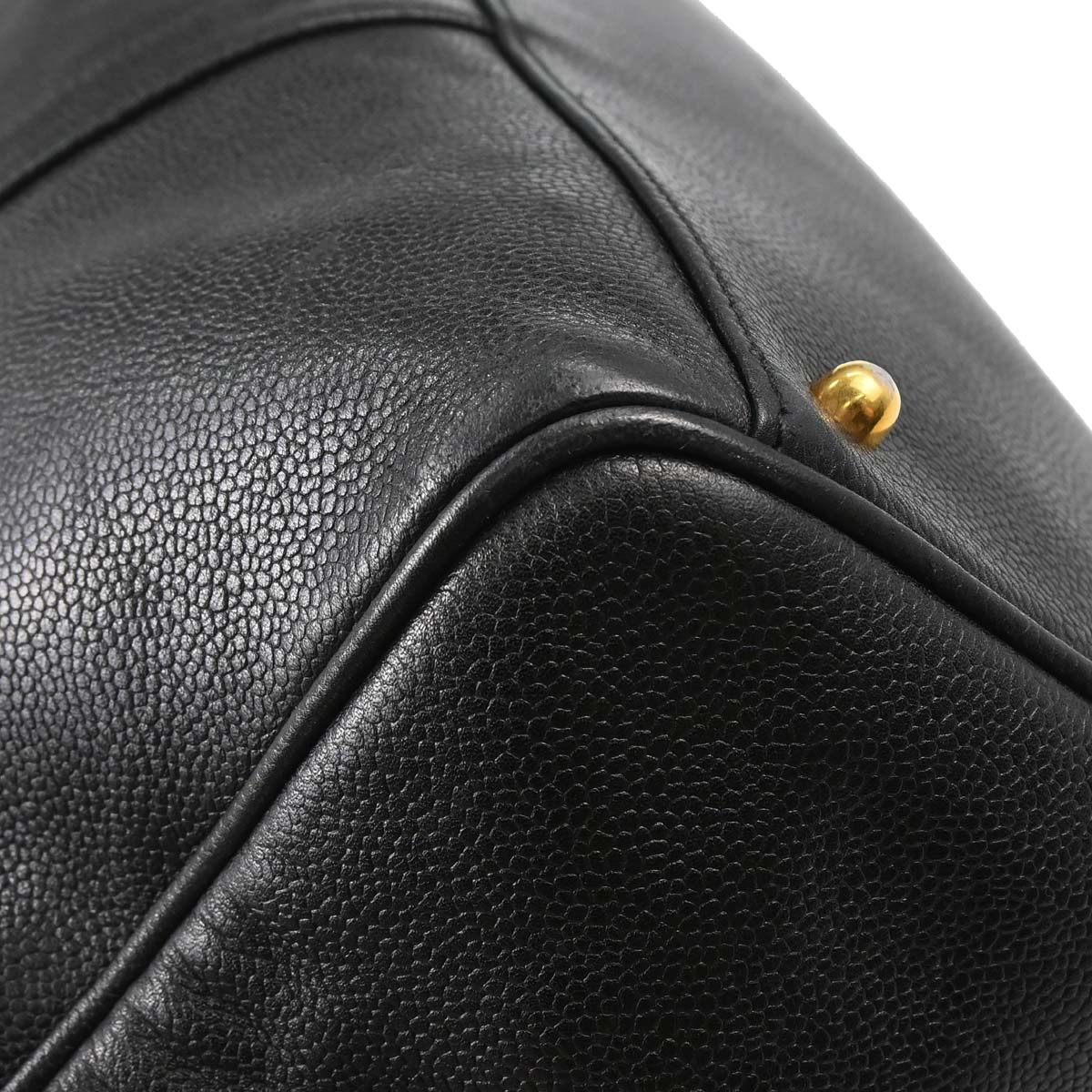 Chanel Black Caviar Skin 2way Duffle Shoulder Handbag