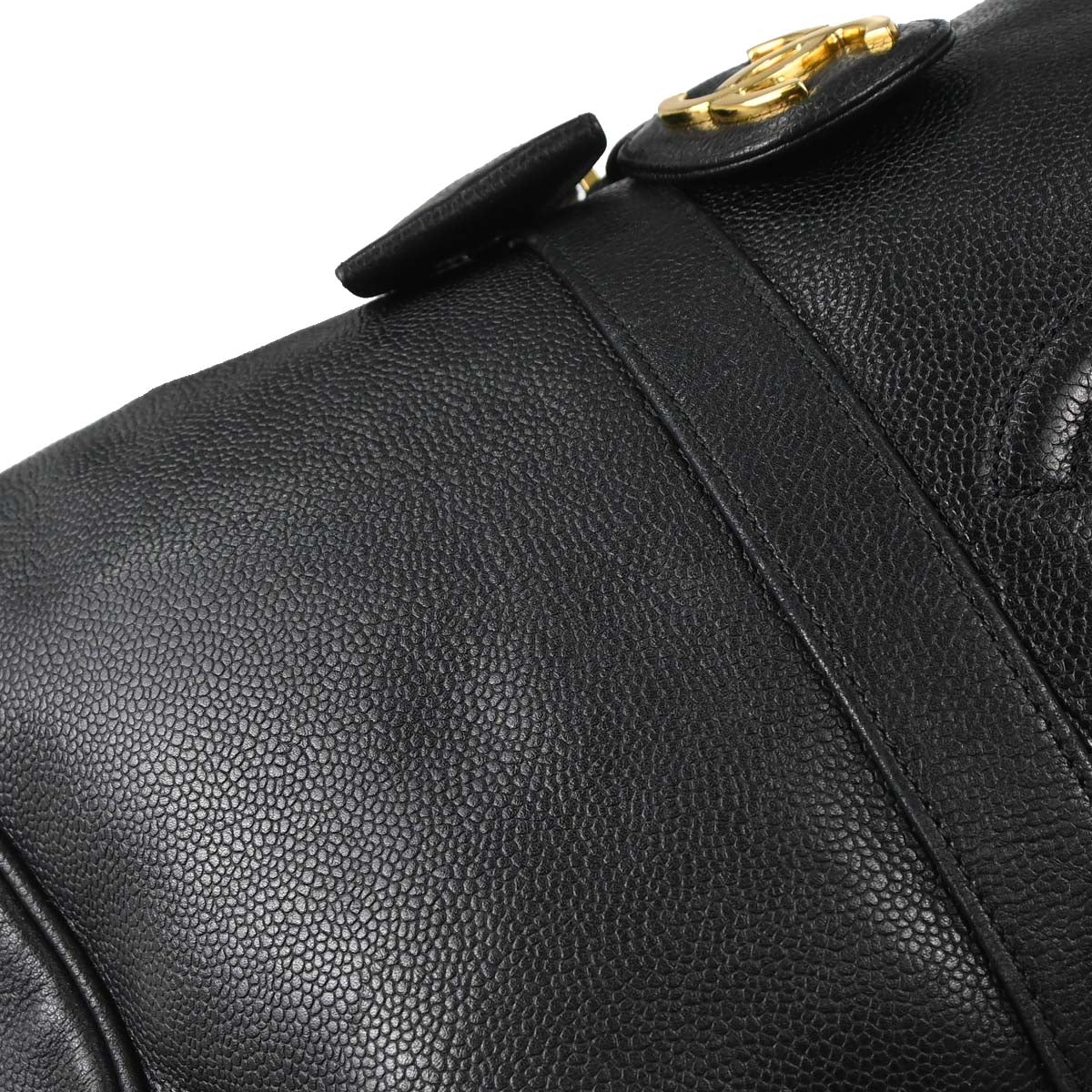 Chanel Black Caviar Skin 2way Duffle Shoulder Handbag