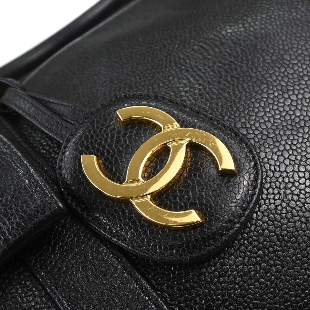 Chanel Black Caviar Skin 2way Duffle Shoulder Handbag
