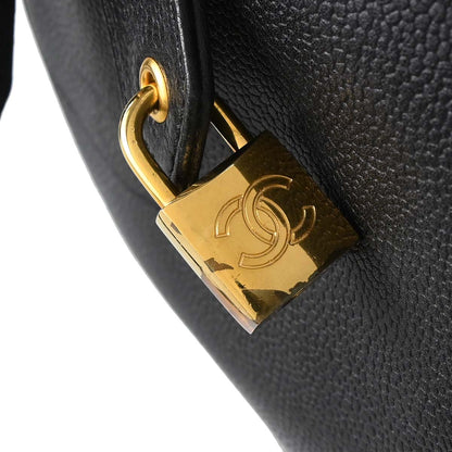 Chanel Black Caviar Skin 2way Duffle Shoulder Handbag