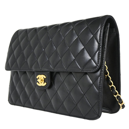 Chanel 2010-2011 Black Lambskin Turnlock Medium Half Flap Shoulder Bag
