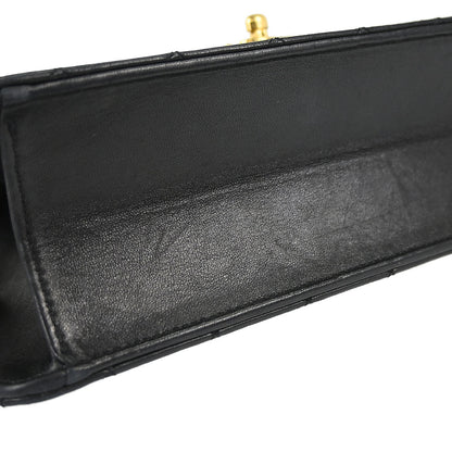 Chanel 2010-2011 Black Lambskin Turnlock Medium Half Flap Shoulder Bag