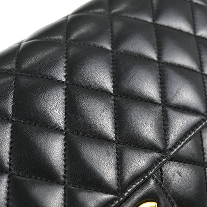 Chanel 2010-2011 Black Lambskin Turnlock Medium Half Flap Shoulder Bag