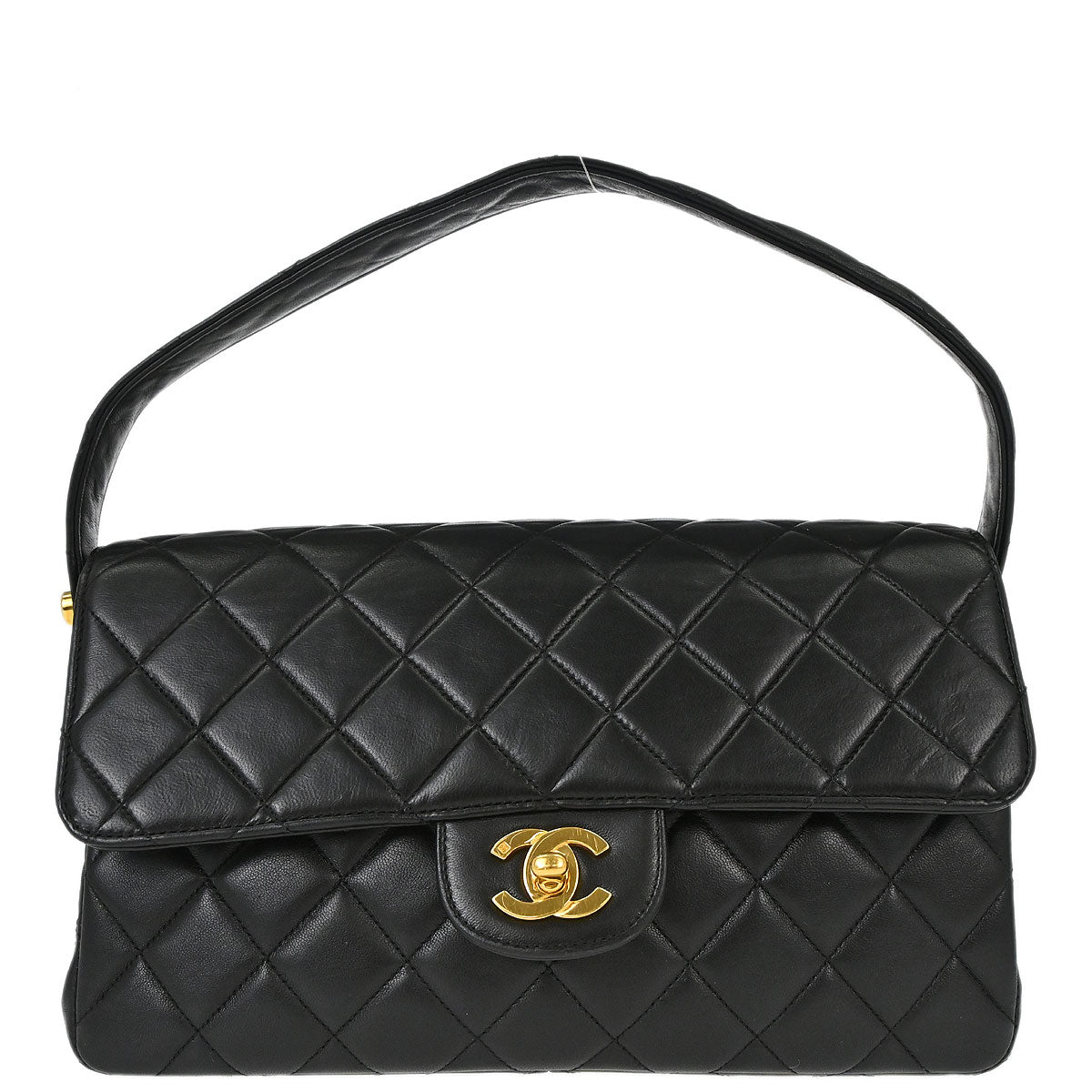 Chanel 1996-1997 Black Lambskin Double Sided Classic Flap Handbag