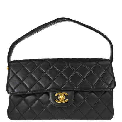 Chanel 1996-1997 Black Lambskin Double Sided Classic Flap Handbag