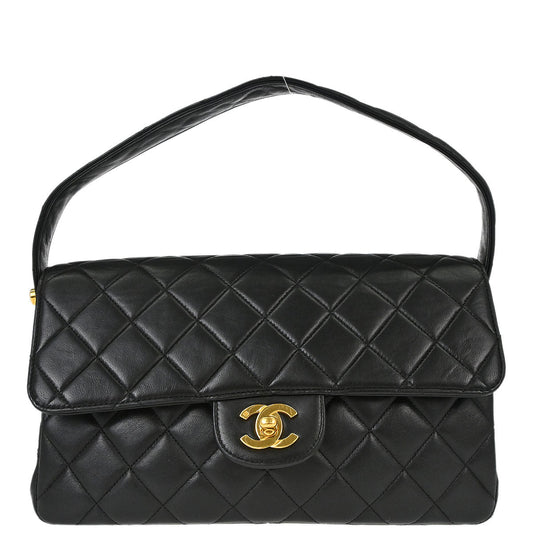Chanel 1996-1997 Black Lambskin Double Sided Classic Flap Handbag