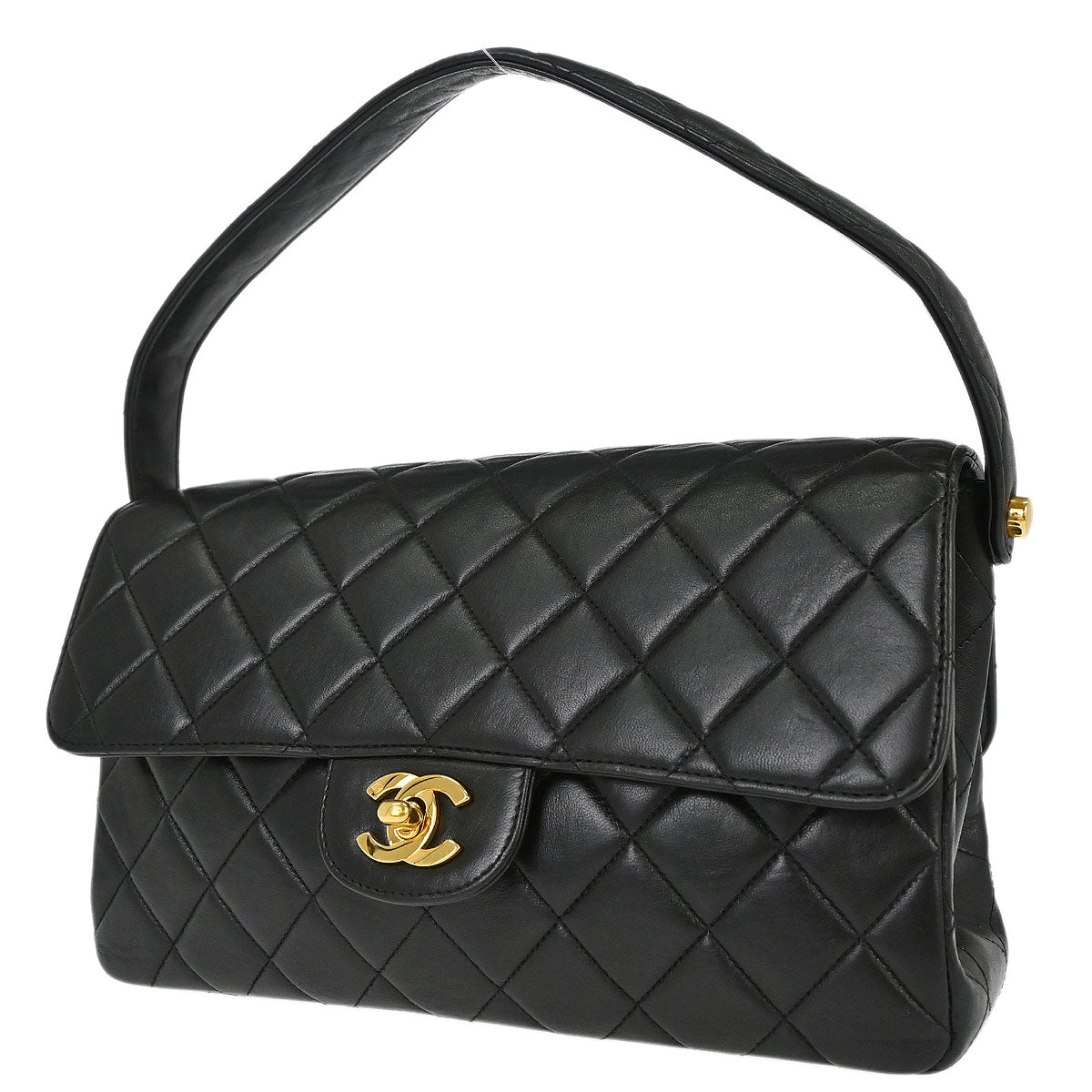 Chanel 1996-1997 Black Lambskin Double Sided Classic Flap Handbag