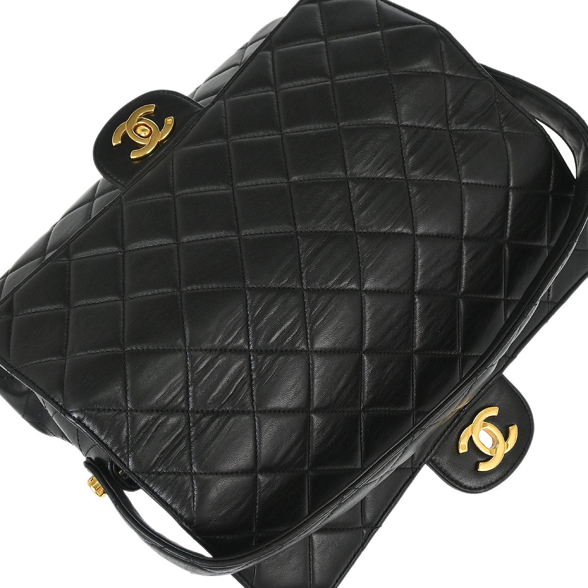 Chanel 1996-1997 Black Lambskin Double Sided Classic Flap Handbag