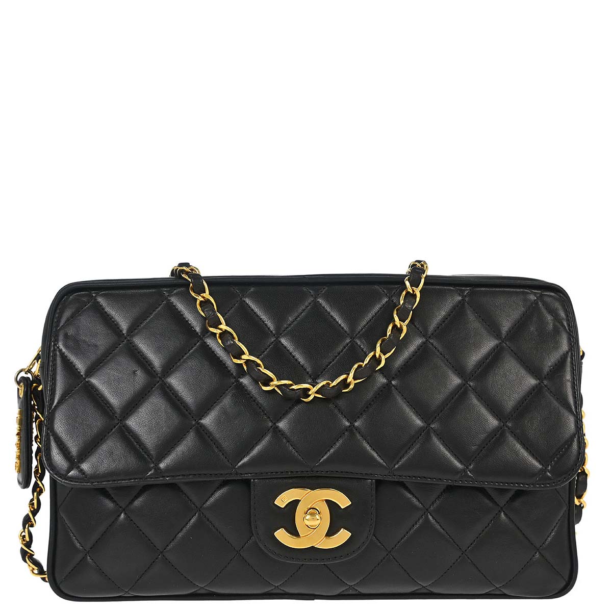Chanel 1994-1996 Black Lambskin Camera Bag Large