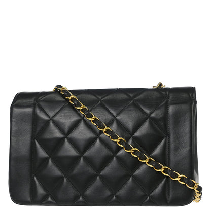 Chanel 1991-1994 Black Lambskin Small Diana Shoulder Bag