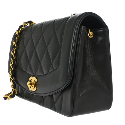 Chanel 1991-1994 Black Lambskin Small Diana Shoulder Bag