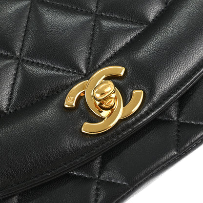 Chanel 1991-1994 Black Lambskin Small Diana Shoulder Bag