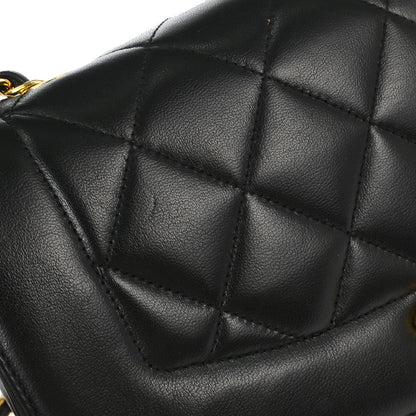 Chanel 1991-1994 Black Lambskin Small Diana Shoulder Bag