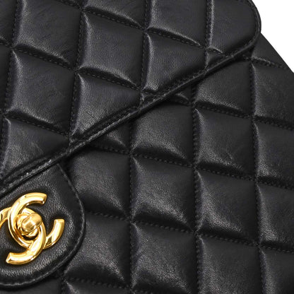 Chanel 2000-2002 Black Lambskin Jumbo Classic Flap Shoulder Bag
