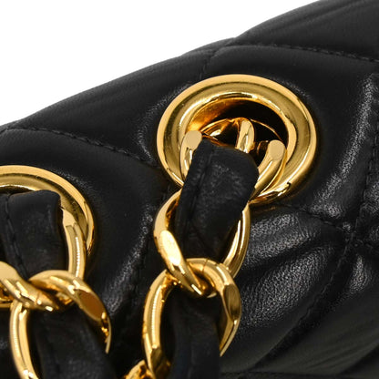 Chanel 2000-2002 Black Lambskin Jumbo Classic Flap Shoulder Bag