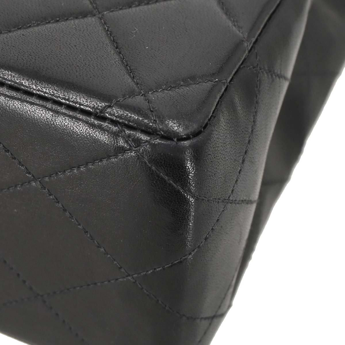 Chanel 2000-2002 Black Lambskin Jumbo Classic Flap Shoulder Bag