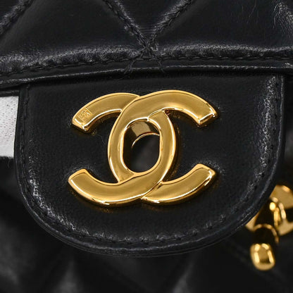 Chanel 2000-2002 Black Lambskin Jumbo Classic Flap Shoulder Bag