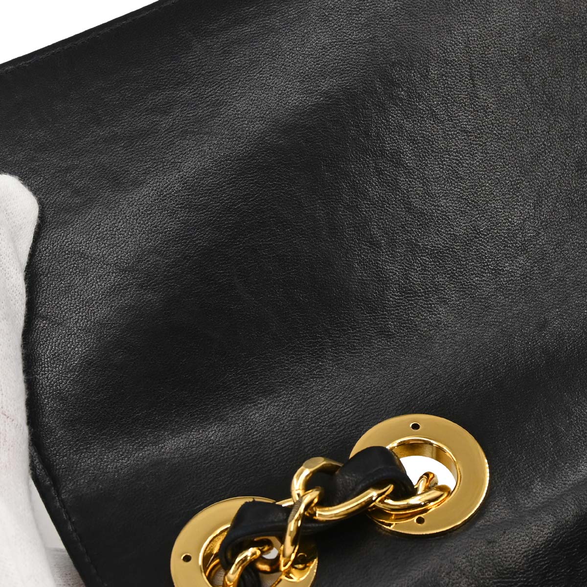 Chanel 2000-2002 Black Lambskin Jumbo Classic Flap Shoulder Bag