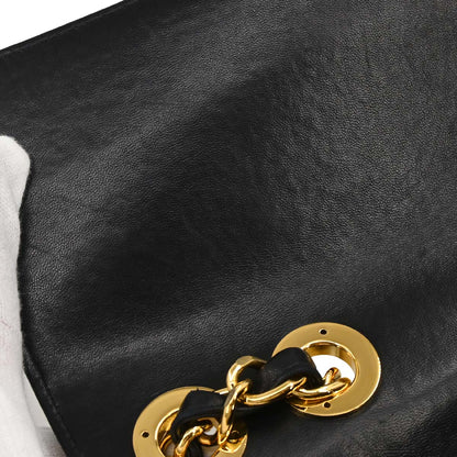 Chanel 2000-2002 Black Lambskin Jumbo Classic Flap Shoulder Bag