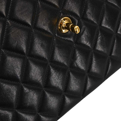 Chanel 2000-2002 Black Lambskin Jumbo Classic Flap Shoulder Bag