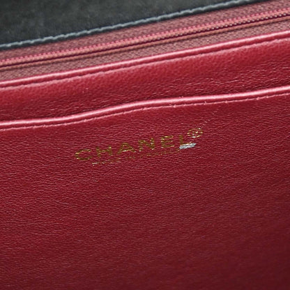 Chanel 2000-2002 Black Lambskin Jumbo Classic Flap Shoulder Bag