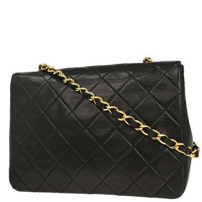 Chanel 1989-1991 Black Lambskin Classic Square Flap Shoulder Bag 20