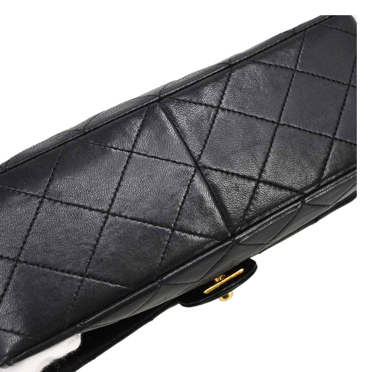 Chanel 1989-1991 Black Lambskin Classic Square Flap Shoulder Bag 20