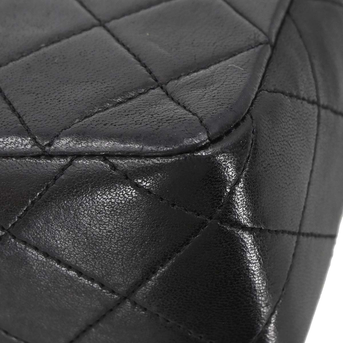 Chanel 1989-1991 Black Lambskin Classic Square Flap Shoulder Bag 20